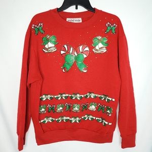 MICHEL NICOLE Vintage Women's Fleece Lined Christmas Sweatshirt Size 18